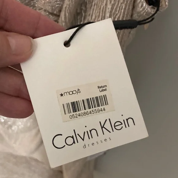 Calvin Klein Shimmering Metallic Gold Sleeveless Sheath Dress, Plus Size 16, 16W - Picture 9 of 14